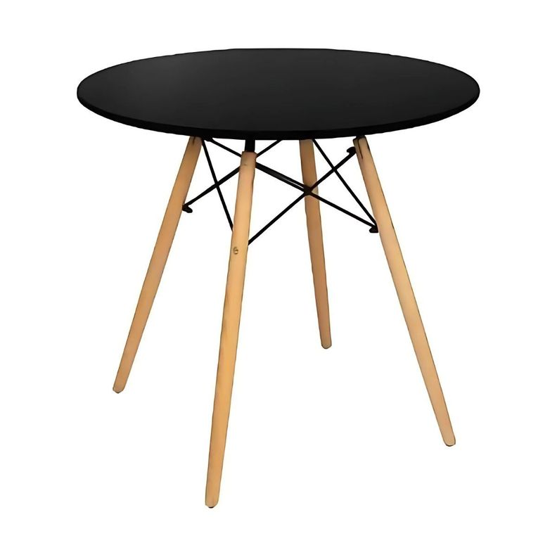 Mesa Replica Eames Redonda 80 Cm Negra, Mueble, Diseño-0