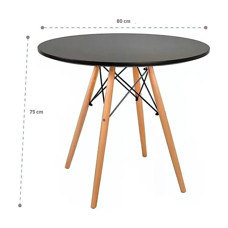 Mesa Replica Eames Redonda 80 Cm Negra, Mueble, Diseño-2