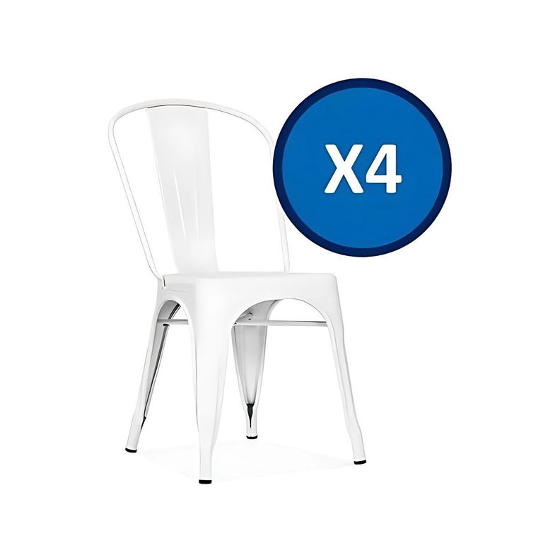 Pack 4 Sillas Tolix Color Blanco Mate, Comedor, Restorant-0