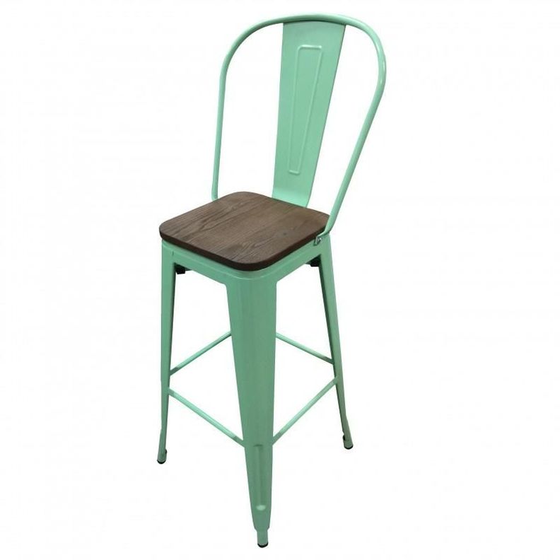 Pack 4 Pisos Taburetes Tolix, 77 Cm Respaldo Bajo- Menta-0