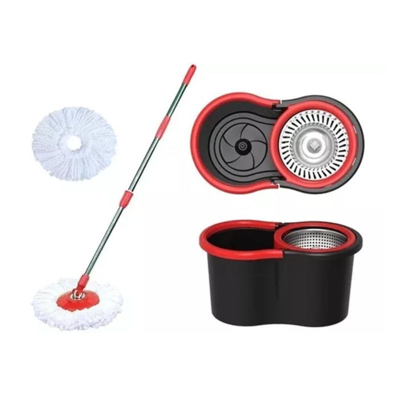 Mopa Giratoria Spin 360° Acero Inoxidable + 3 Mopa Repuesto-1