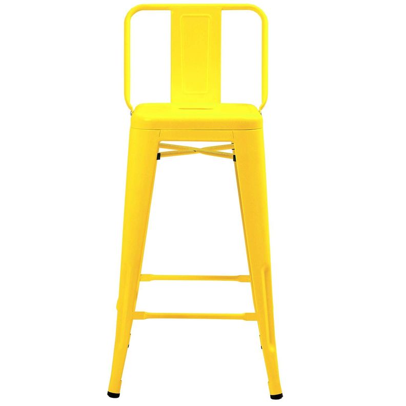 Pack 4 Pisos Taburetes Tolix 66 Cm Base Madera Oscura- Amarillo-0