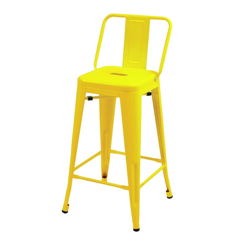 Pack 4 Pisos Taburetes Tolix 66 Cm Base Madera Oscura- Amarillo-1