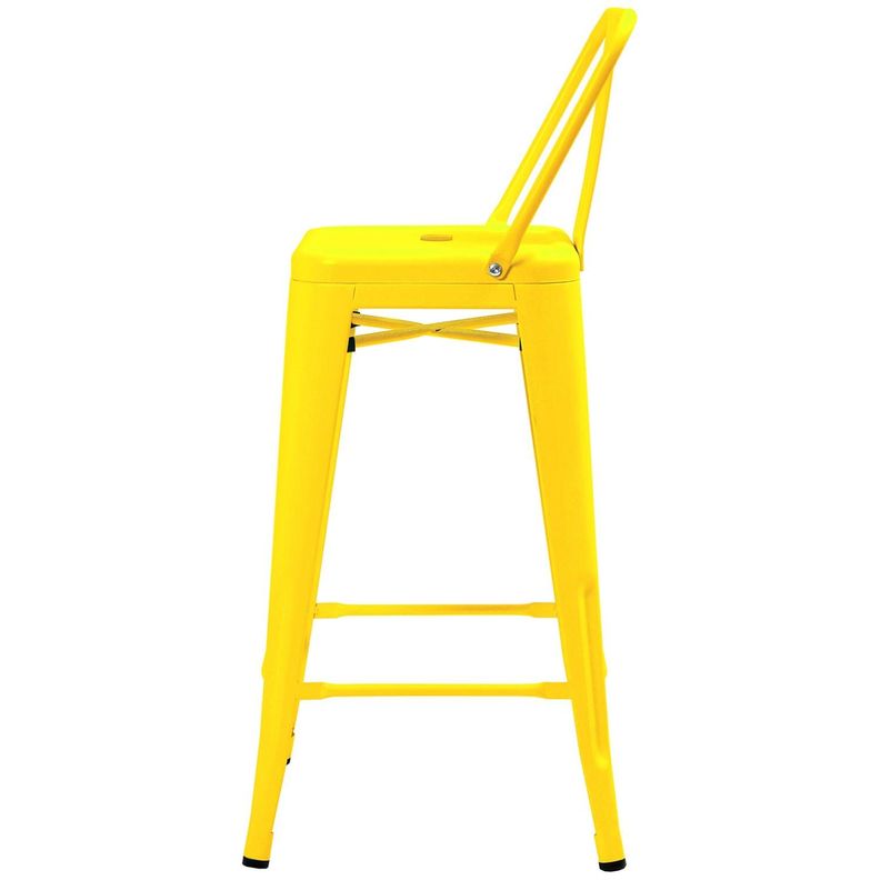 Pack 4 Pisos Taburetes Tolix 66 Cm Base Madera Oscura- Amarillo-2
