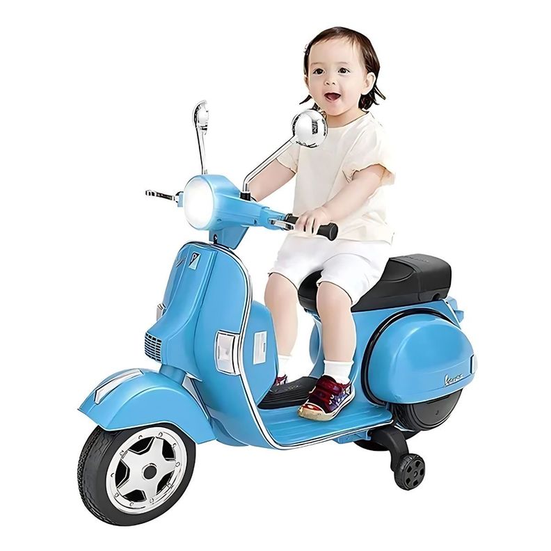 Moto Scooter Eléctrica Piaggio Vespa, Original, Niños- Azul Claro-5
