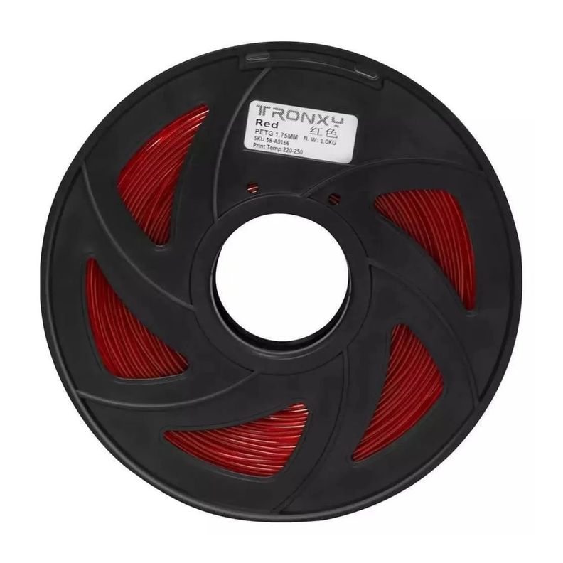 Filamento 3d Petg Tronxy De 1.75mm Y 1kg- ROJO TRANSPARENTE-1
