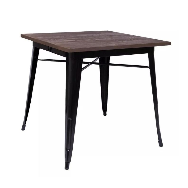 Mesa Tolix Comedor 80x80cm Base Madera- -Negra-0