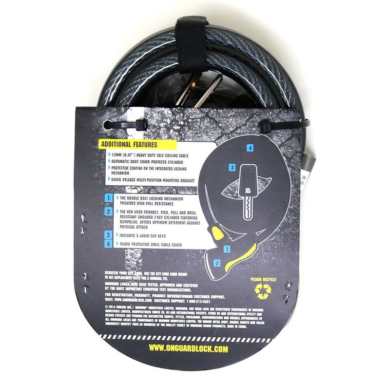 Candado OnGuard Llave Espiral Doberman 185cmX10mm-2