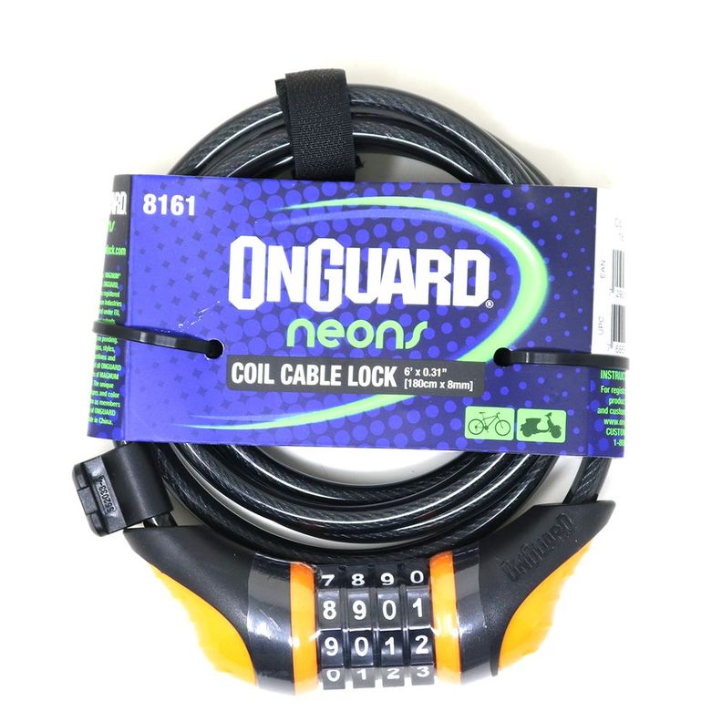 Candado OnGuard Clave Espiral NS 180cmX8mm Orange-1