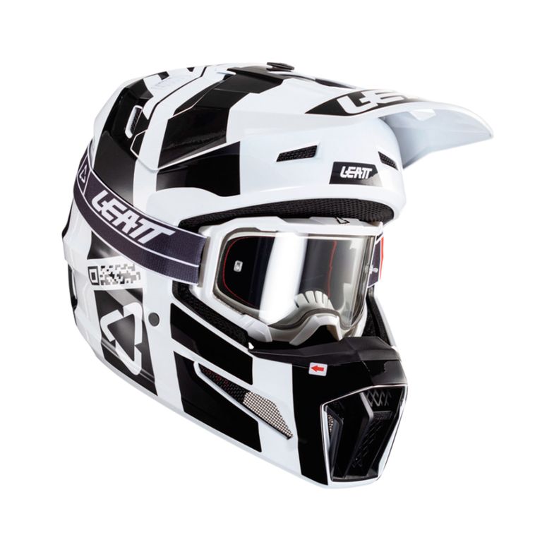 Kit Leatt Casco Con Antiparra Moto 3.5 V24 Negro Blanco M-0