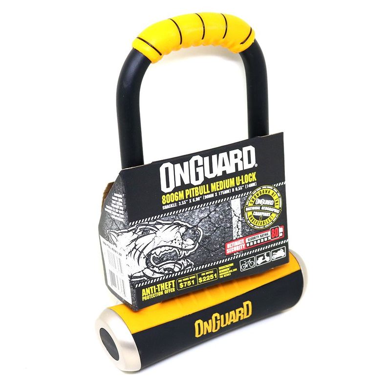 Candado OnGuard Llave U-Lock Pitbull Medium 90X175mm-0
