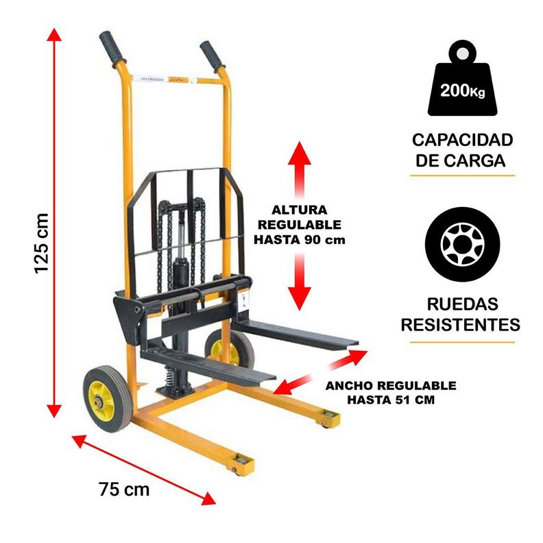 Yegua O Apilador Hidráulico Manual 200 Kg, Elevación 90 Cms-2