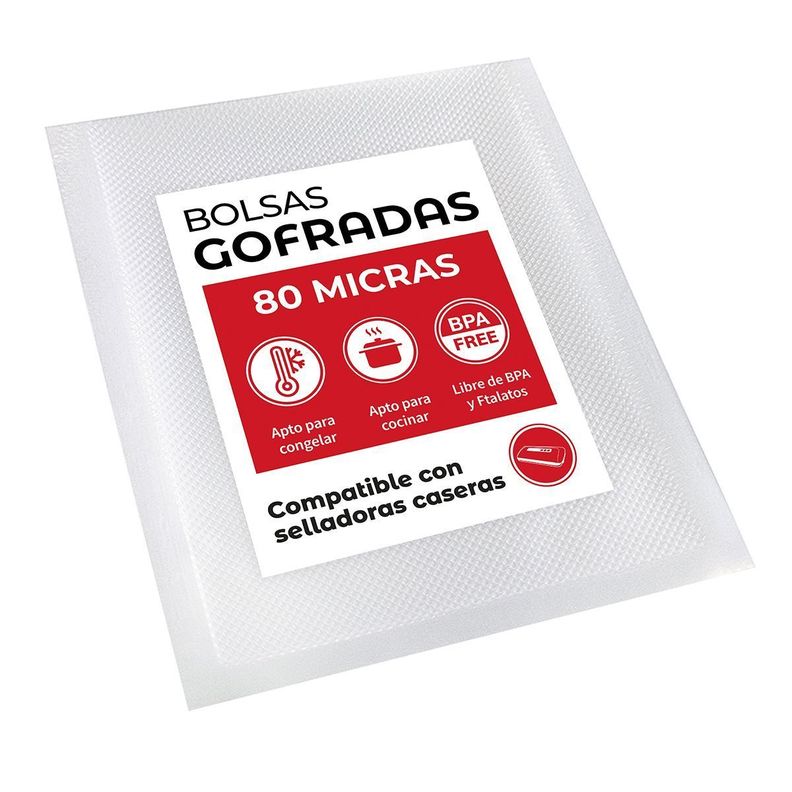100 Bolsas Sellado - Empacado Al Vacío Gofradas 15x20 Cm 80 Micras-0