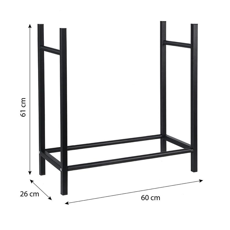Leñero Estante Para Madera O Leña De Acero Negro-1