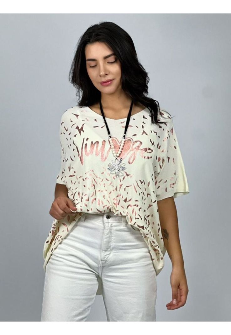 Polera Hilo Vintage con Corazón Camel Enigmática Boutique-0