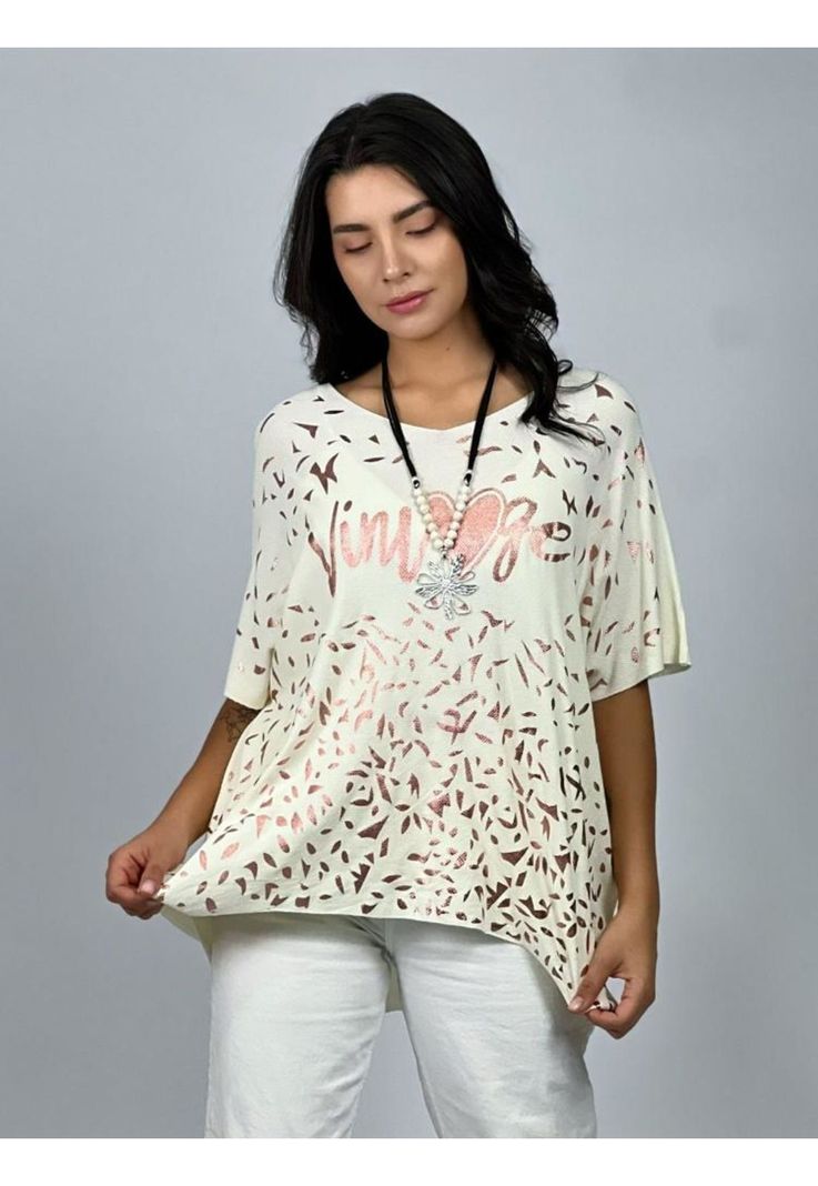 Polera Hilo Vintage con Corazón Camel Enigmática Boutique-1