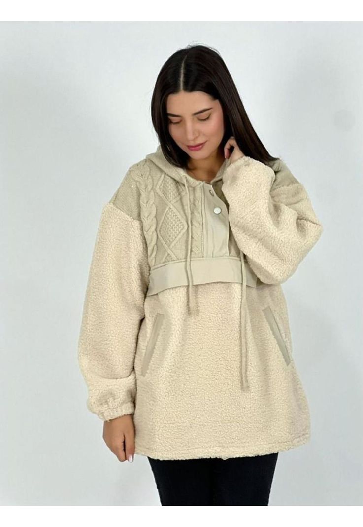 Polerón De Chiporro Torso Tejido Lana Blanco Invierno-1