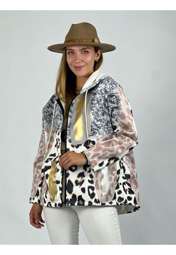 Poleron Gamuza Lineas Print Con Gorro-0