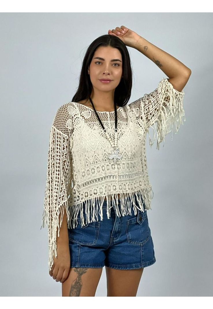 Polera Tejida Con Flecos-1