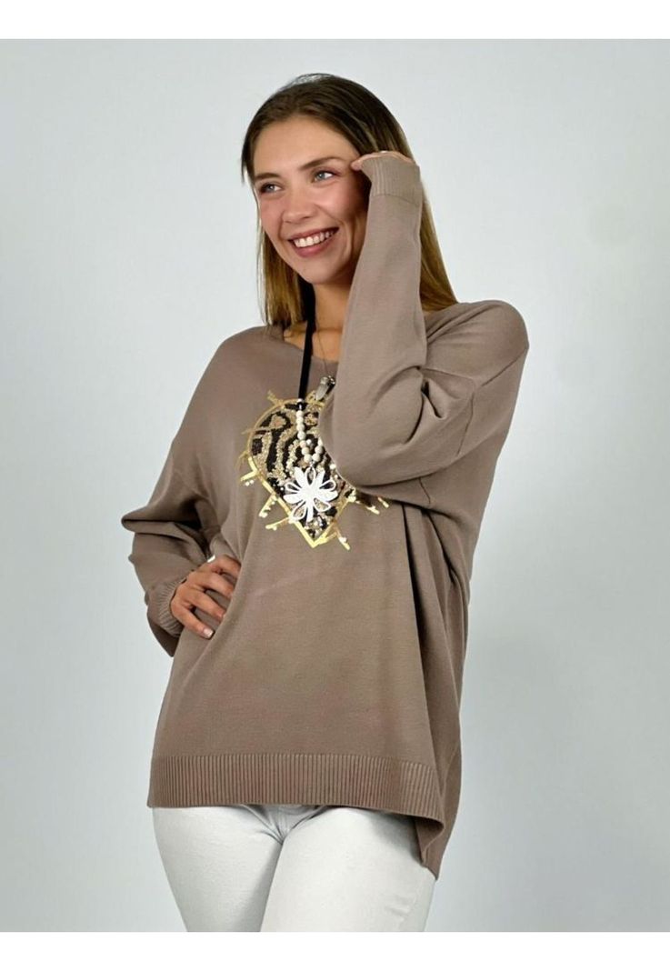 Sweater Corazón Lentejuelas Doradas-1
