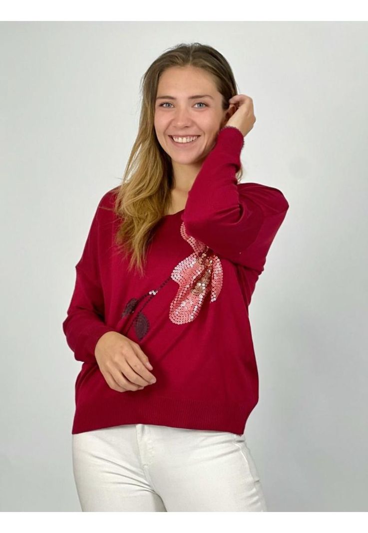 Sweater spandex Flor de Lentejuelas-0
