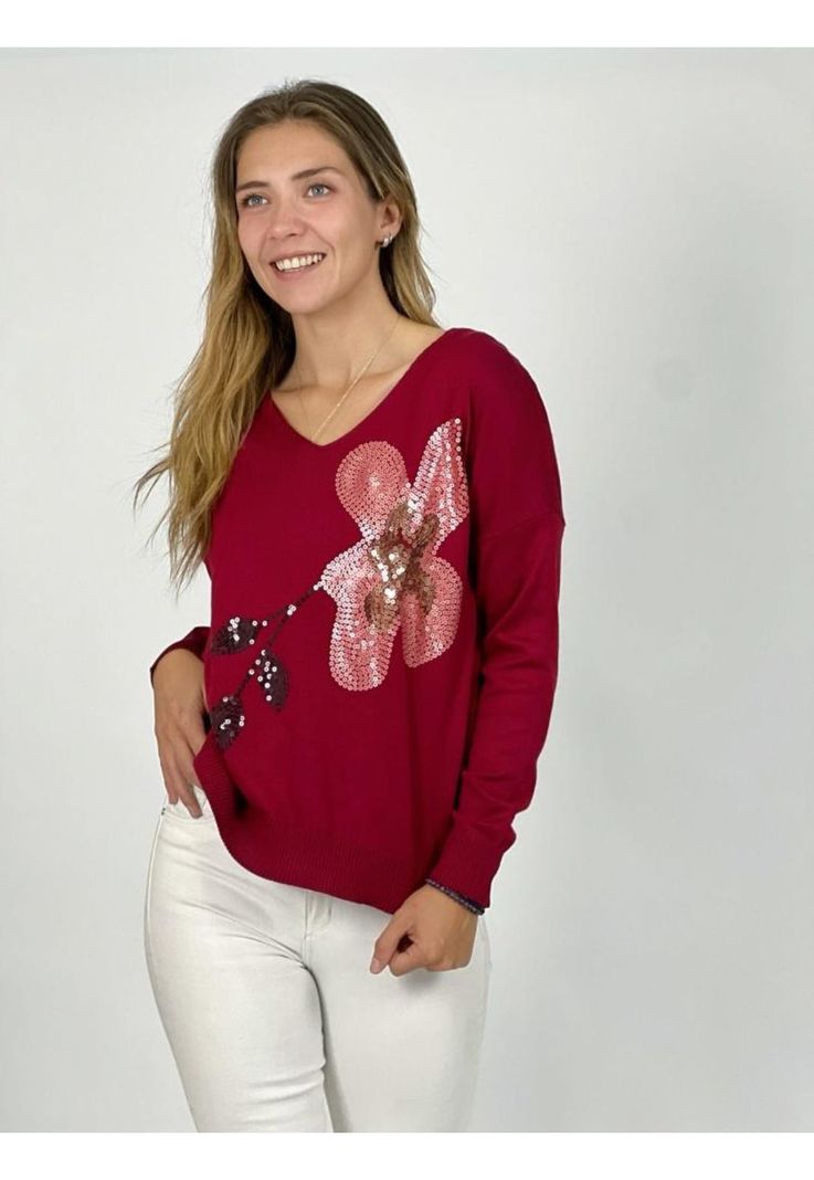 Sweater spandex Flor de Lentejuelas-1