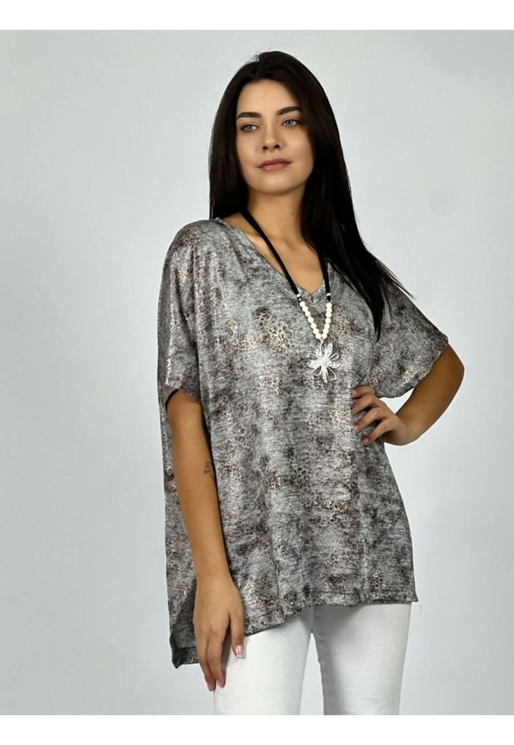 Polera de Acetato con Manchas Azul Enigmática Boutique-1