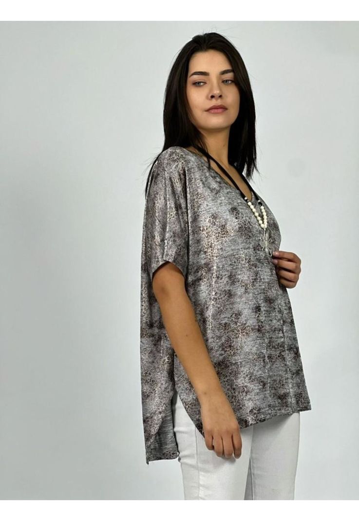 Polera de Acetato con Manchas Azul Enigmática Boutique-2