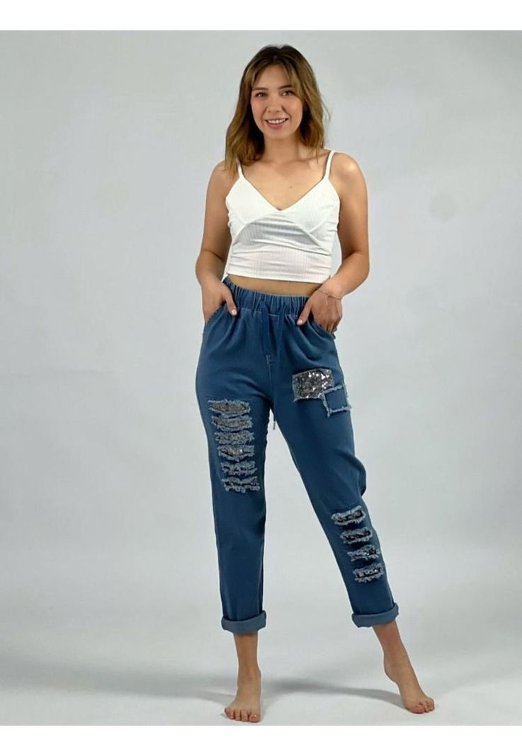 Jogger Mezclilla Diseño Lentejuelas