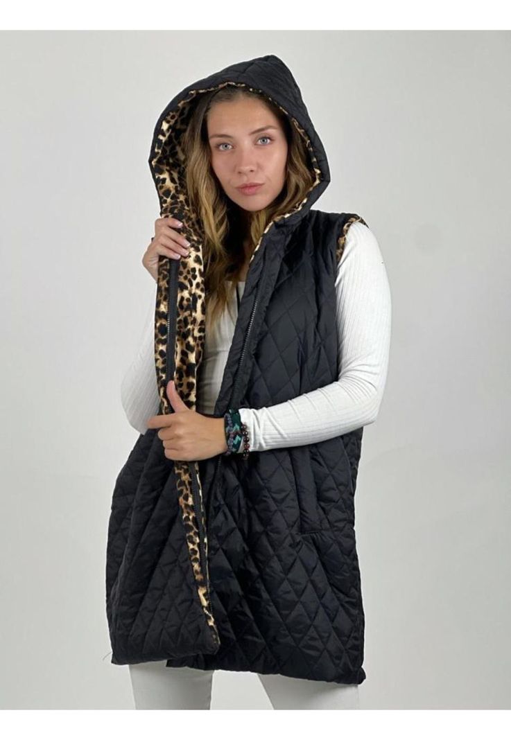 Chaqueta Sin Mangas Forrada Print-1