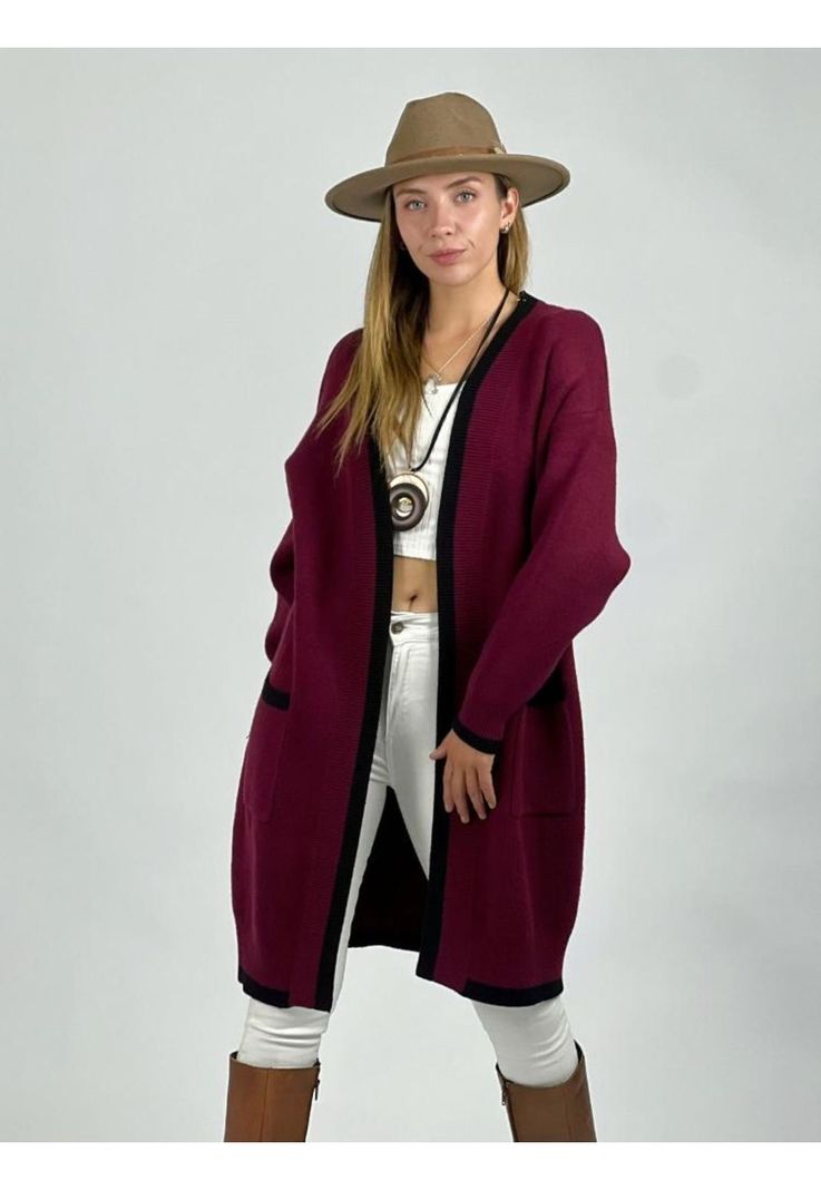 Cardigan de Lana Bordes de Color-0