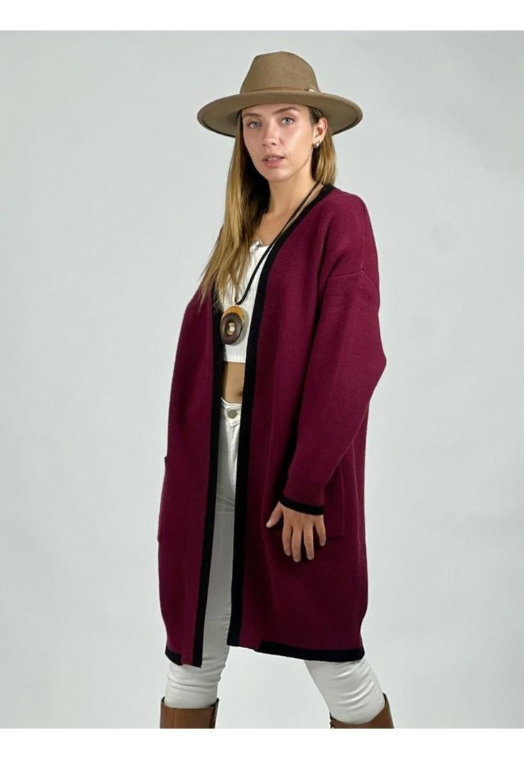 Cardigan de Lana Bordes de Color-1