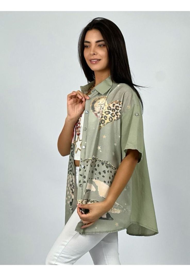 Blusa Lino Corazón Y Flor Print Blanco Enigmática Boutique-1