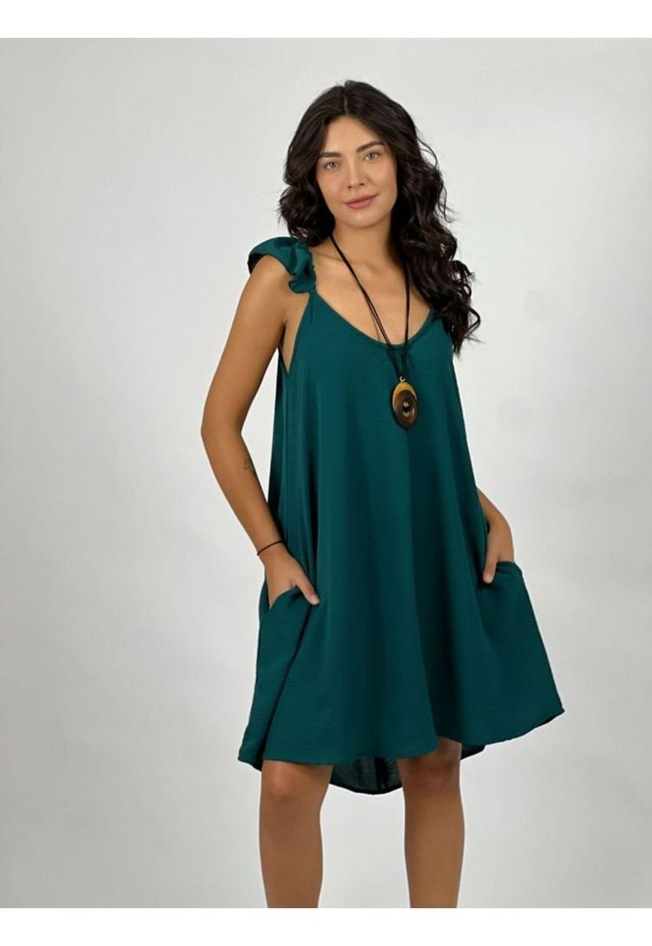 Mini Vestido Con Vuelos en Mangas-0
