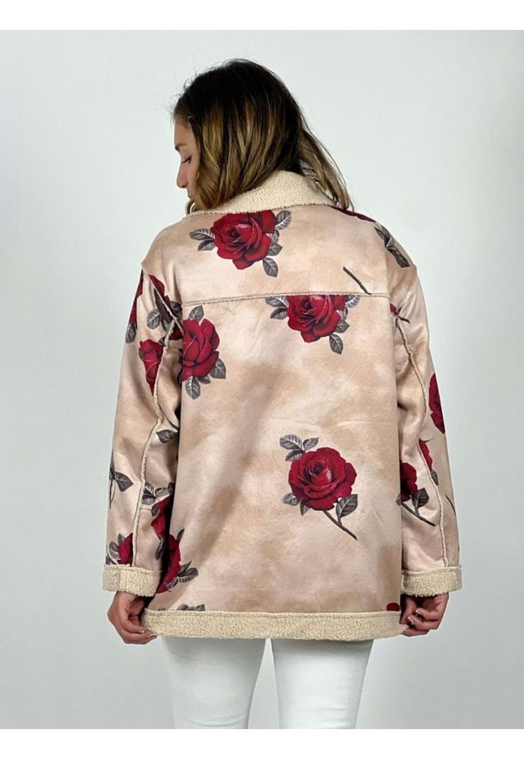Chaqueta Chiporro Gamuza Estampado Rosas-3