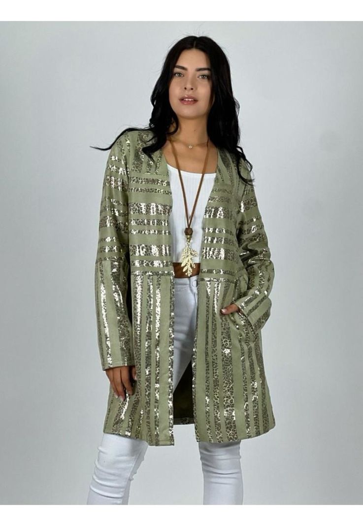 Chaqueta Gamuza Líneas Brillantes-1