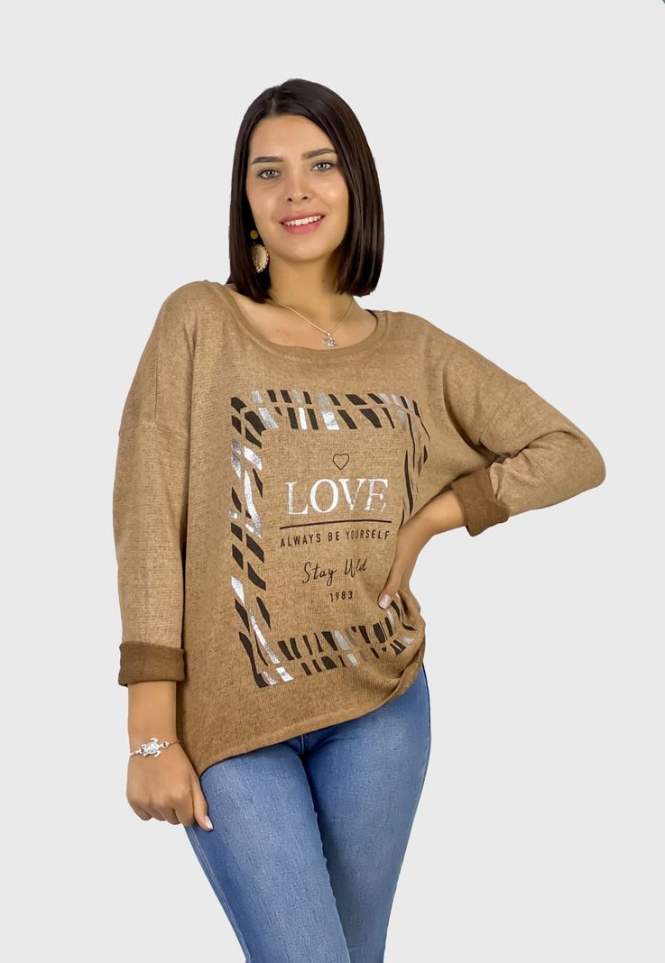 Polera Diseño Cuadro Cebra LOVE -1
