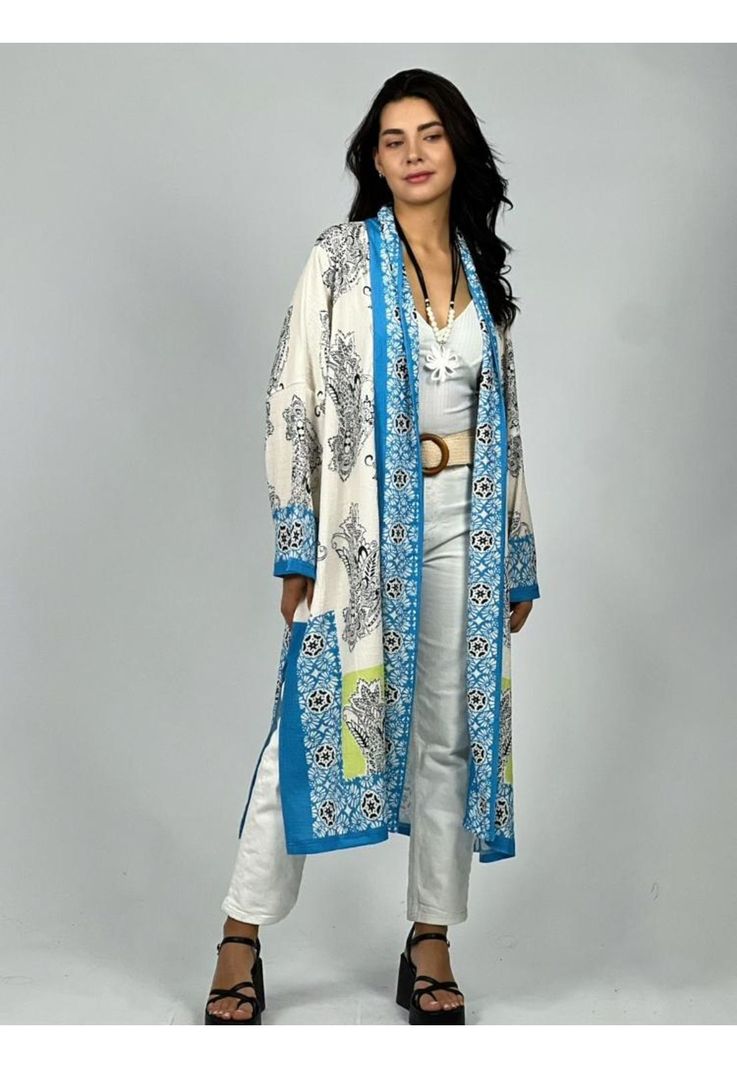 Tapado Boho con Bordes Celeste Enigmática Boutique-0