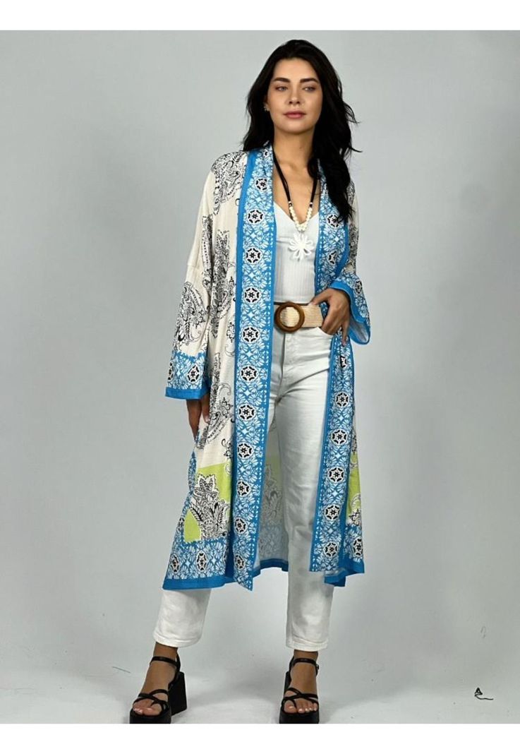 Tapado Boho con Bordes Celeste Enigmática Boutique-1