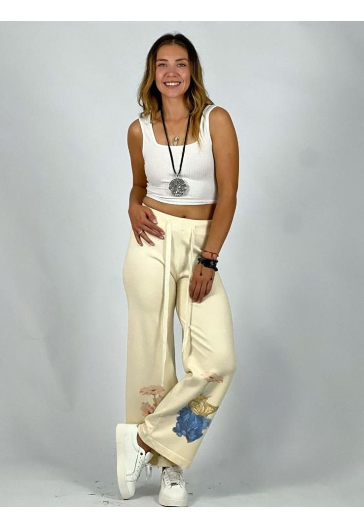 Palazzo Spandex Estampado Flores y Mariposa-1