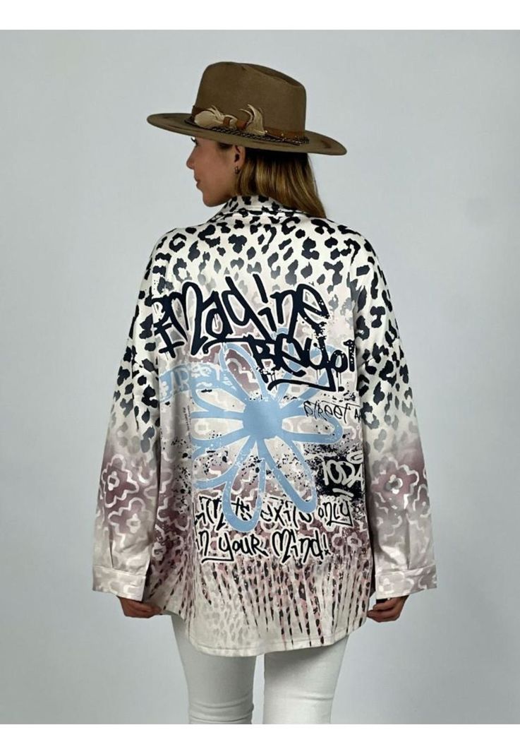 Chaqueta Delgada de Gamuza Print con Flores-2