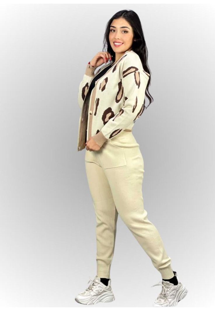 Conjunto beige estampado boho chic-0