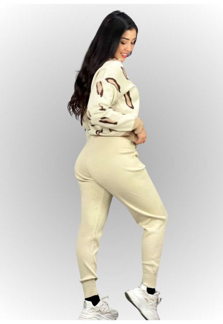 Conjunto beige estampado boho chic-1