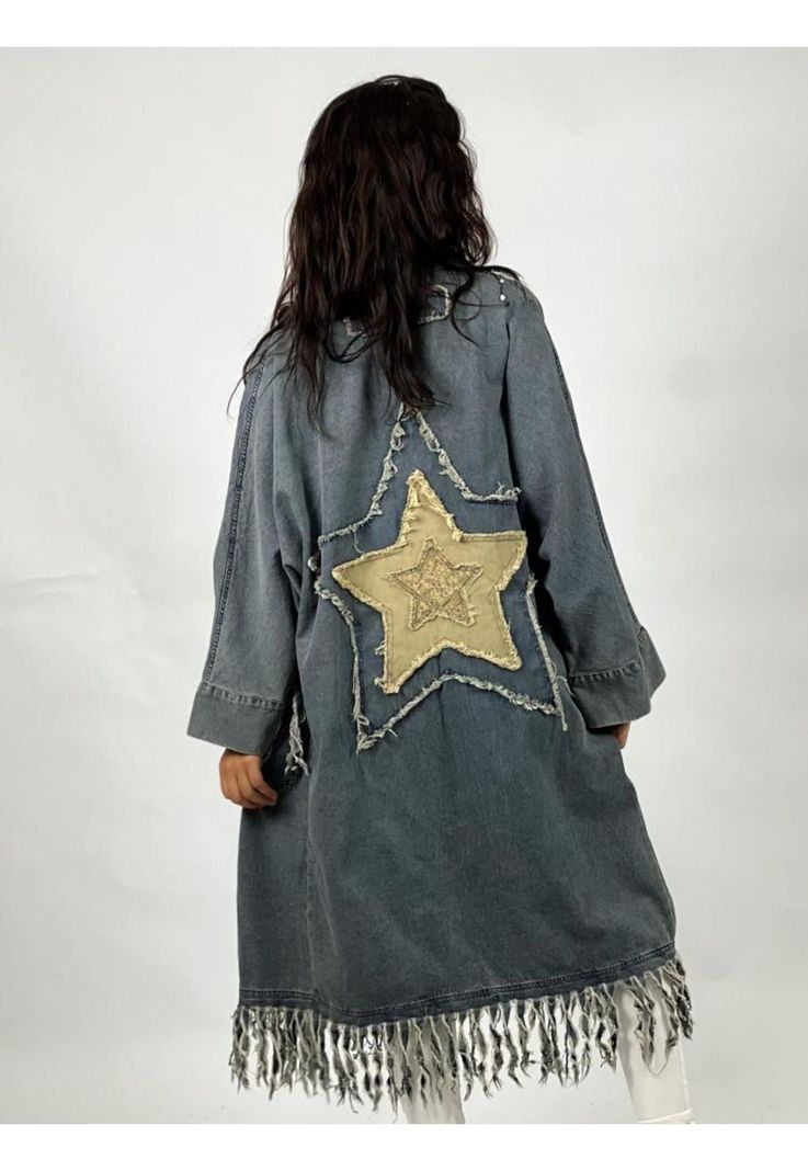 Chaqueta Mezclilla Larga Estrella en Dorso-3