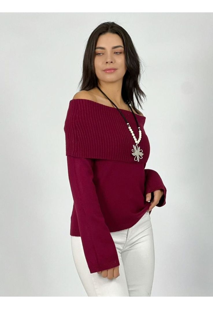 Sweater Lana con hombros descubiertos-1