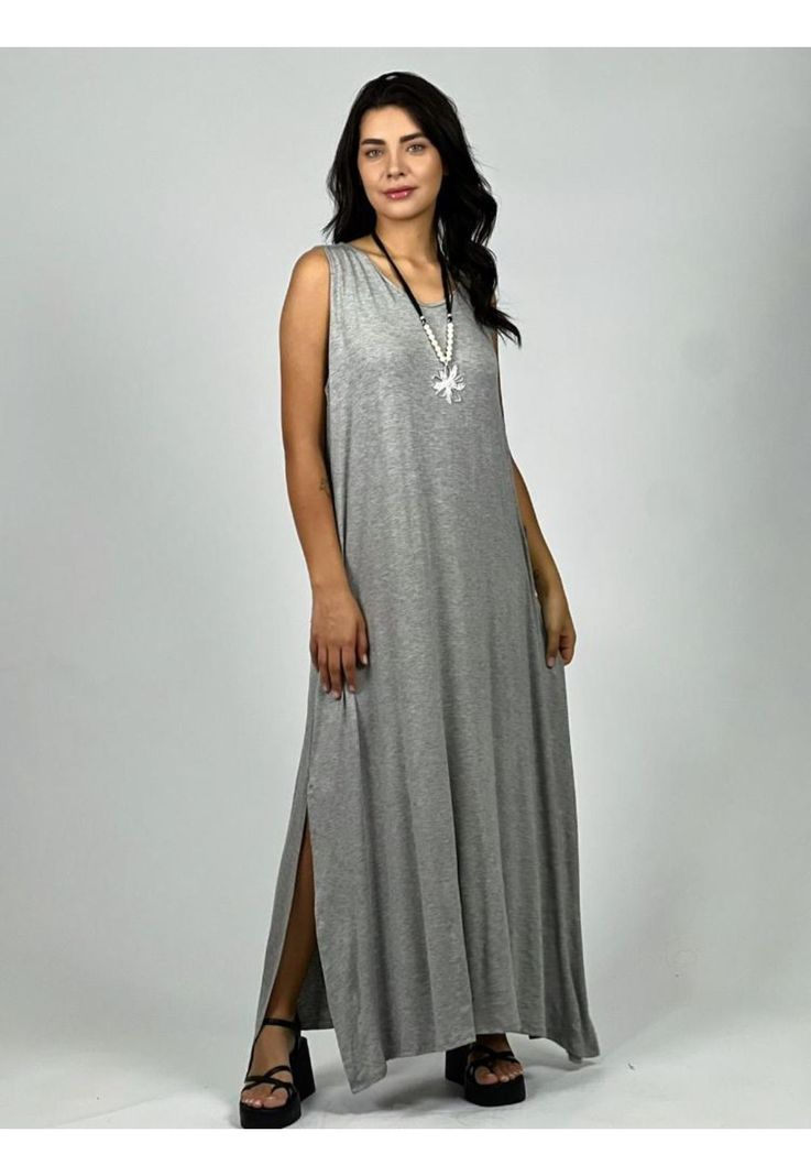 Vestido Algodón Sin Mangas Café Enigmática Boutique-1