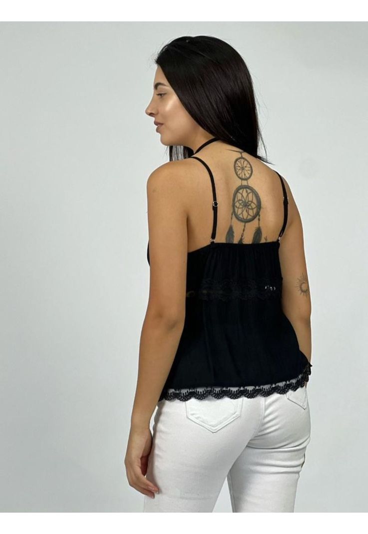 Polera Viscosa Encaje Abotonada Gris Enigmática Boutique-3