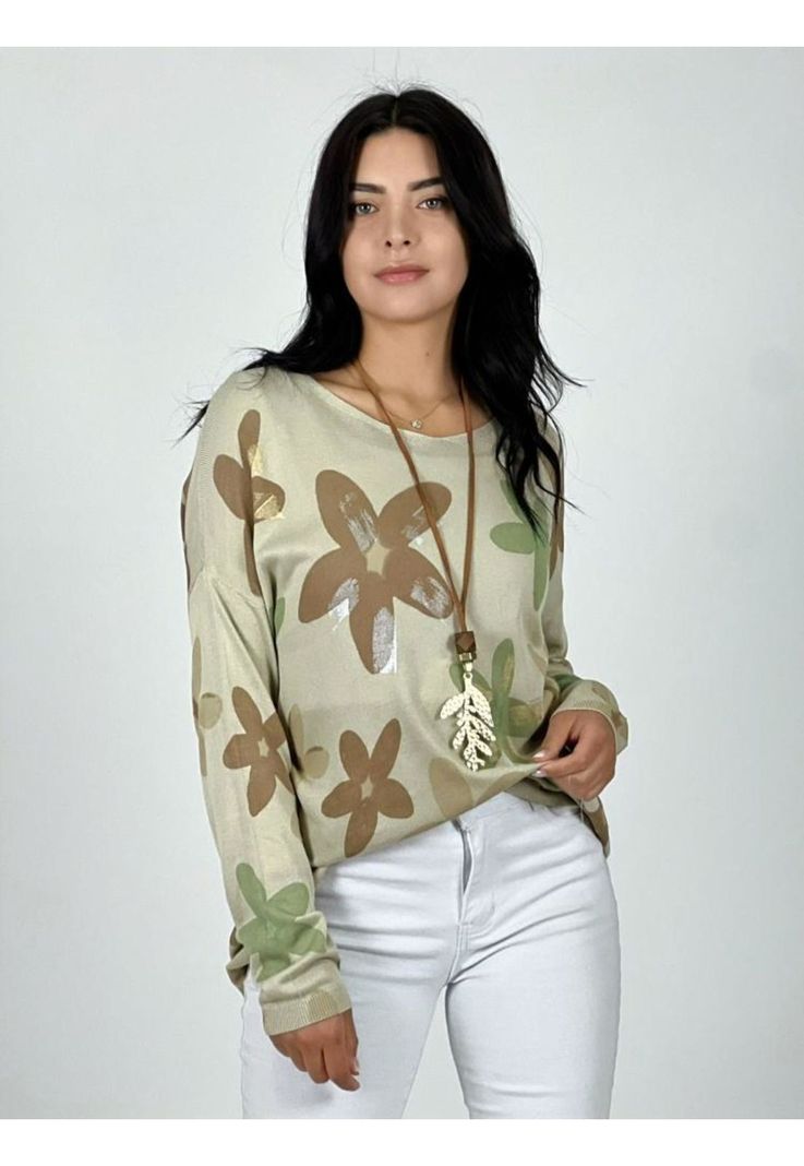 Sweater De Hilo Diseño Flores-1