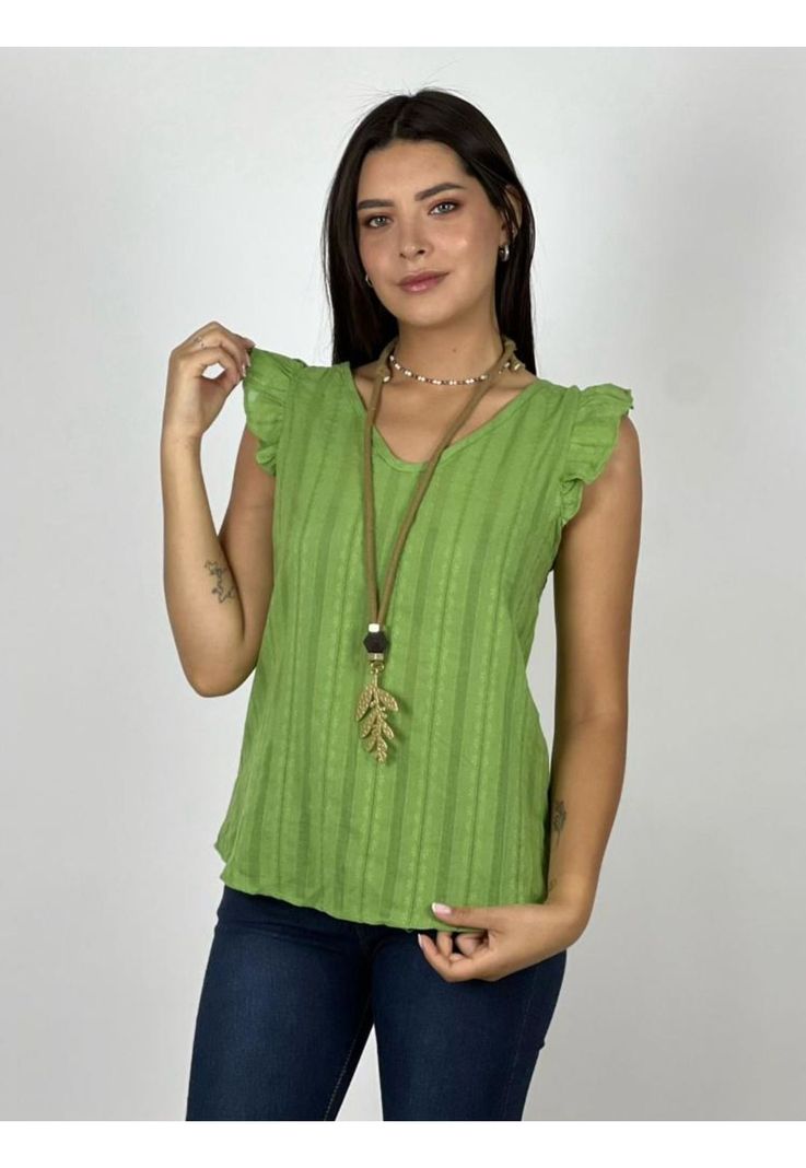 Polera Diseño Líneas Con Amarras Verde Enigmática Boutique-0