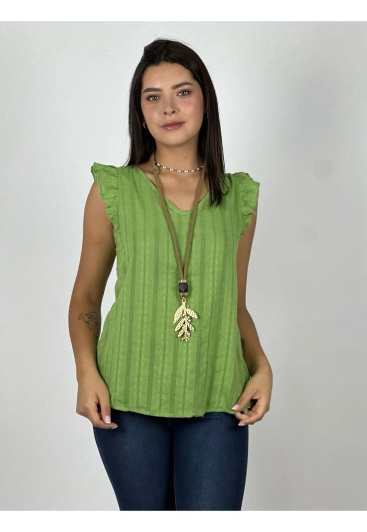 Polera Diseño Líneas Con Amarras Verde Enigmática Boutique-1